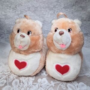 Vintage 1984 Care Bears Slippers Tenderheart Bear